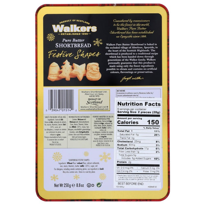 WALKERS: Santa Shortbread Cookies Tin, 8.8 oz